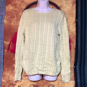 VALERIE STEVENS Casual-women’s lime green long sleeve knitted crewneck sweater